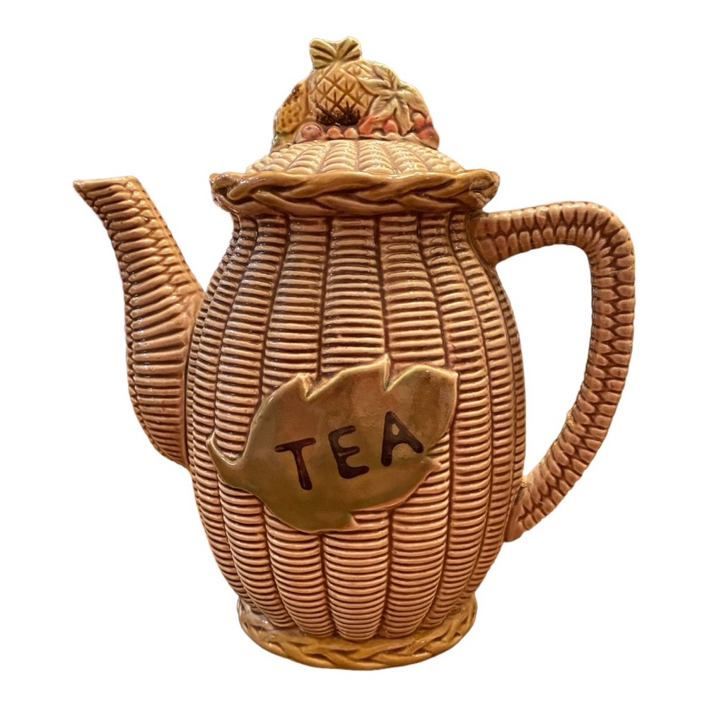 Vintage MCM TILSO Ceramic Basketweave Teapot numbered 53/110 made in Japan